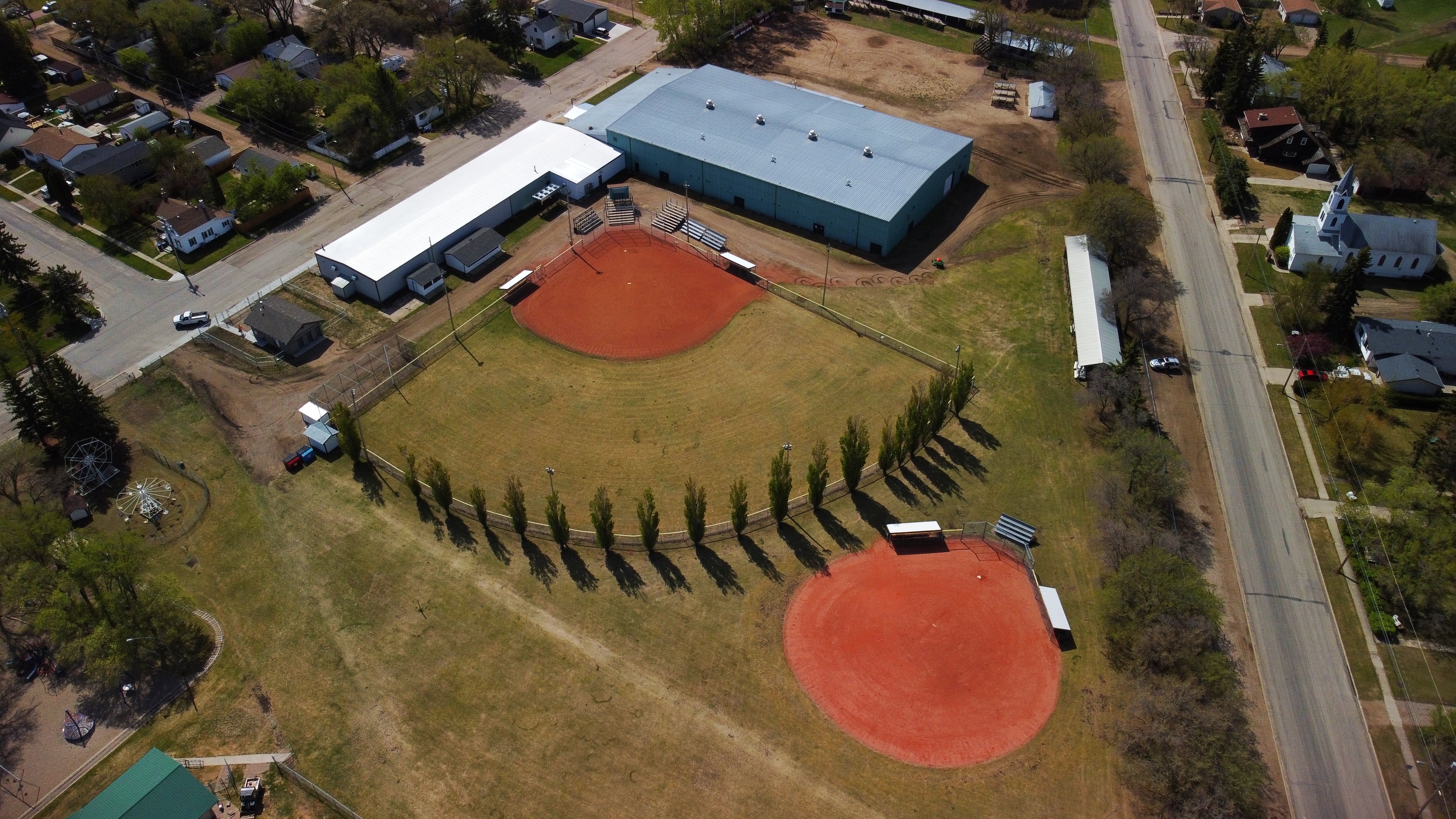 Rosthern Baseball Diamond Arial View
